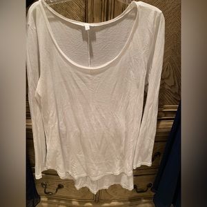 White Cotton Long-sleeved T-Shirt